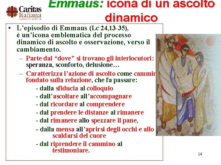 Emmaus: icona di un ascolto dinamico • L’episodio di Emmaus (Lc 24, 13 -35),