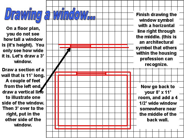 On a floor plan, you do not see how tall a window is (it’s