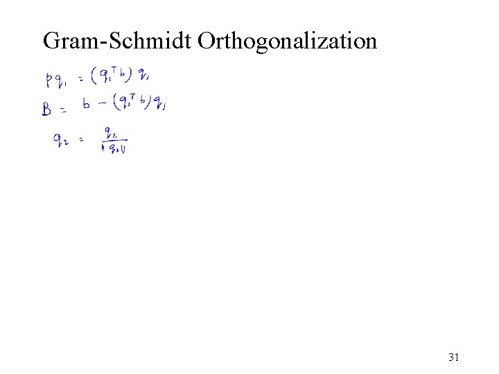 Gram-Schmidt Orthogonalization 31 