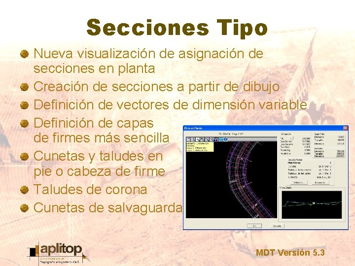 Secciones Tipo Nueva visualización de asignación de secciones en planta Creación de secciones a