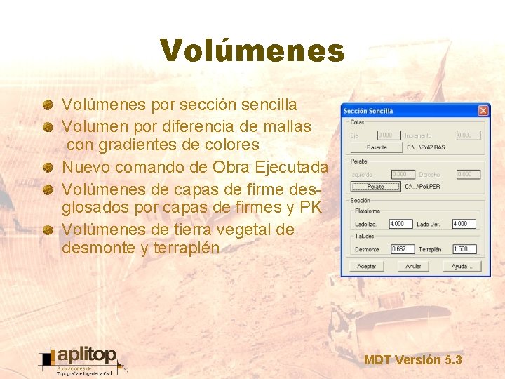 Volúmenes por sección sencilla Volumen por diferencia de mallas con gradientes de colores Nuevo