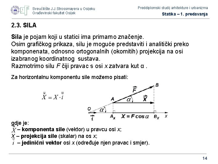 Sveučilište J. J. Strossmayera u Osijeku Građevinski fakultet Osijek Preddiplomski studij arhitekture i urbanizma