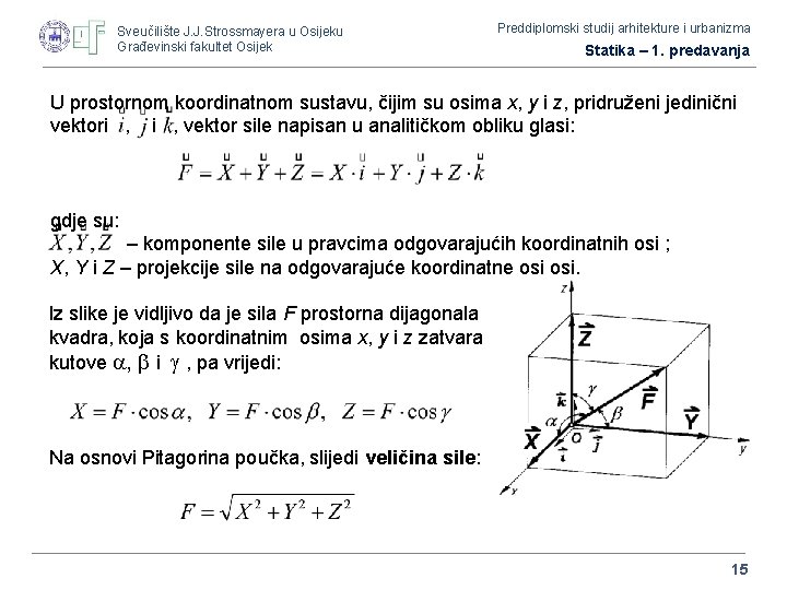 Sveučilište J. J. Strossmayera u Osijeku Građevinski fakultet Osijek Preddiplomski studij arhitekture i urbanizma