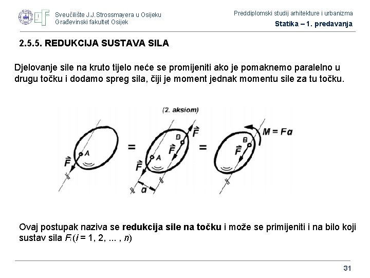 Sveučilište J. J. Strossmayera u Osijeku Građevinski fakultet Osijek Preddiplomski studij arhitekture i urbanizma