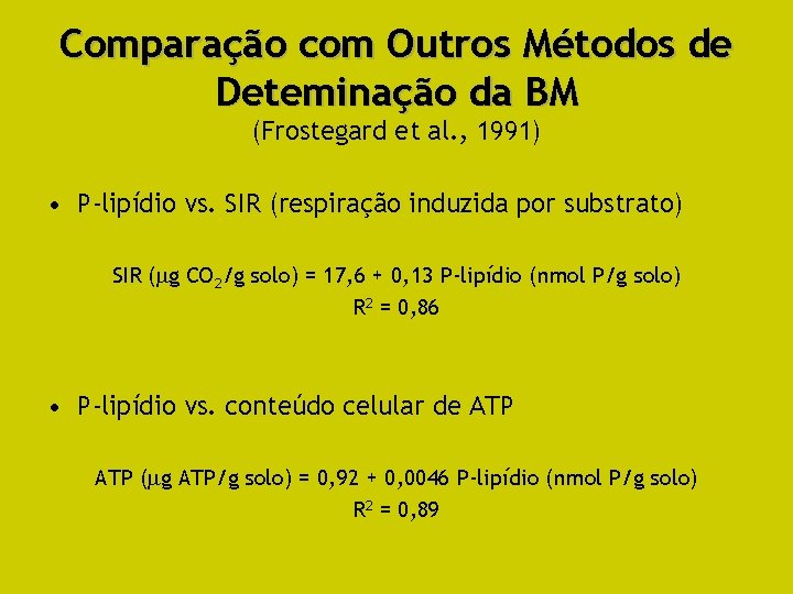 Comparação com Outros Métodos de Deteminação da BM (Frostegard et al. , 1991) •