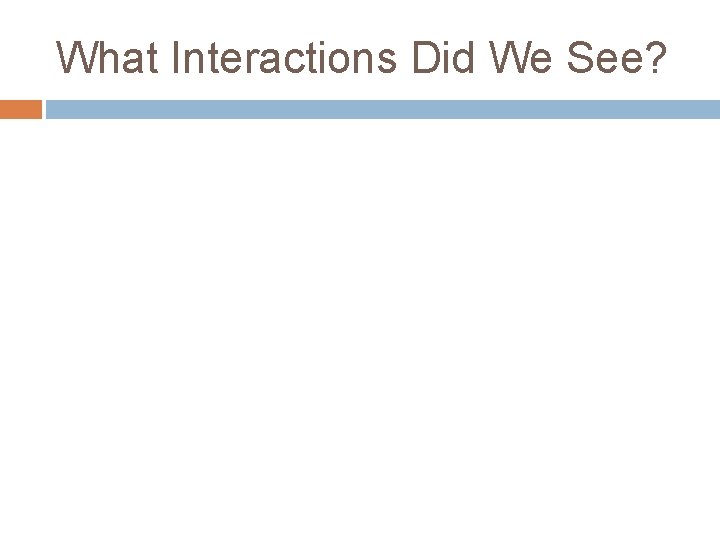 What Interactions Did We See? 