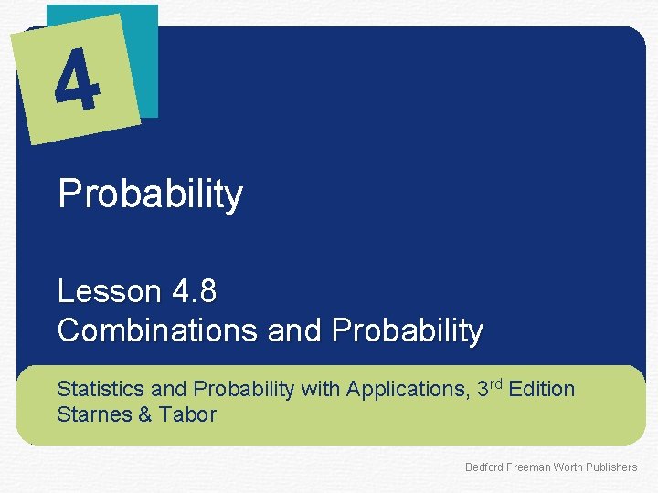 4 Probability Lesson 4 8 Combinations and Probability
