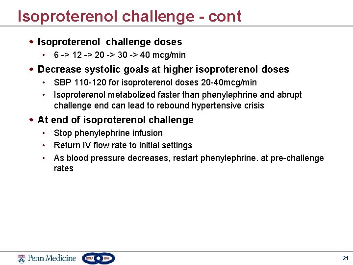 Isoproterenol challenge - cont w Isoproterenol challenge doses • 6 -> 12 -> 20