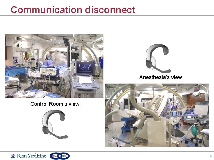 Communication disconnect Anesthesia’s view Control Room’s view 4 