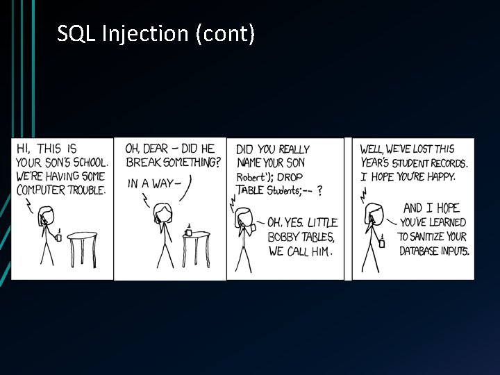SQL Injection (cont) 