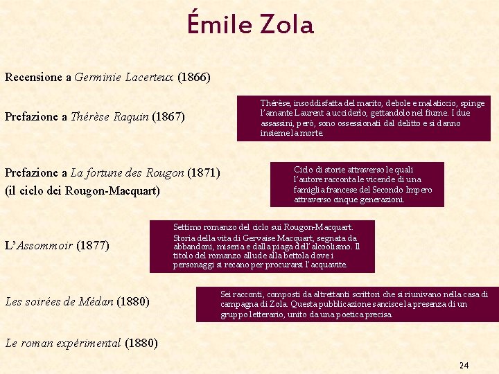 Émile Zola Recensione a Germinie Lacerteux (1866) Thérèse, insoddisfatta del marito, debole e malaticcio,