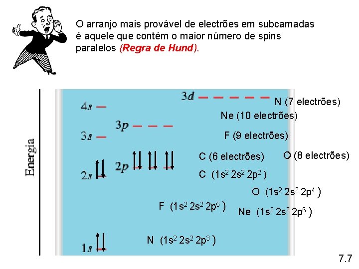 O arranjo mais provável de electrões em subcamadas é aquele que contém o maior O arranjo mais provável de electrões em subcamadas é aquele que contém o maior