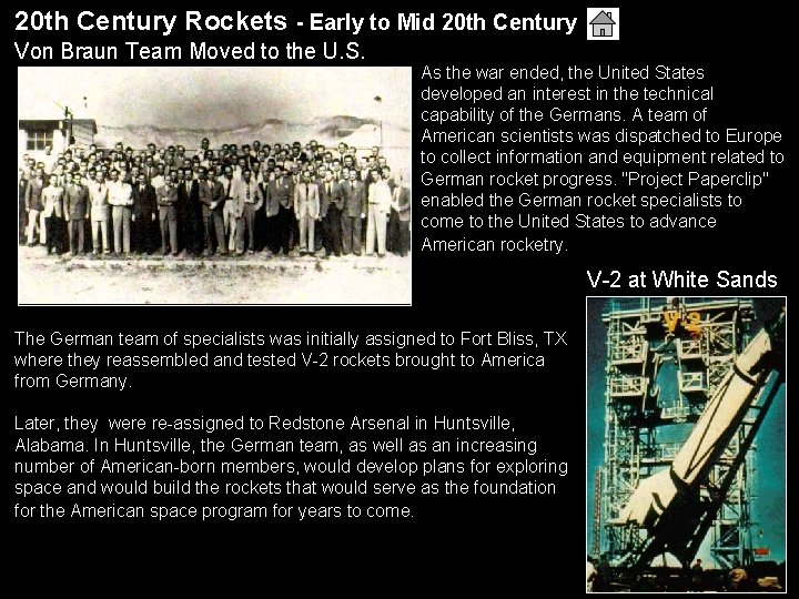20 th Century Rockets - Early to Mid 20 th Century Von Braun Team