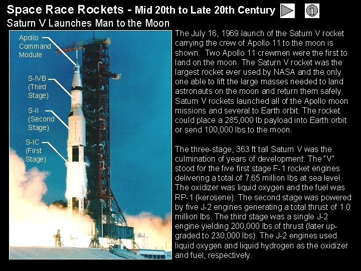 Space Rockets - Mid 20 th to Late 20 th Century Saturn V Launches