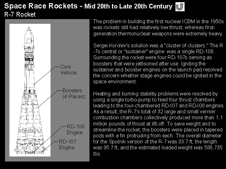Space Rockets - Mid 20 th to Late 20 th Century R-7 Rocket The