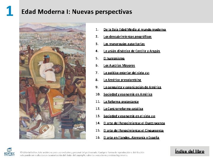 1 Edad Moderna I: Nuevas perspectivas 1. De la Baja Edad Media al mundo