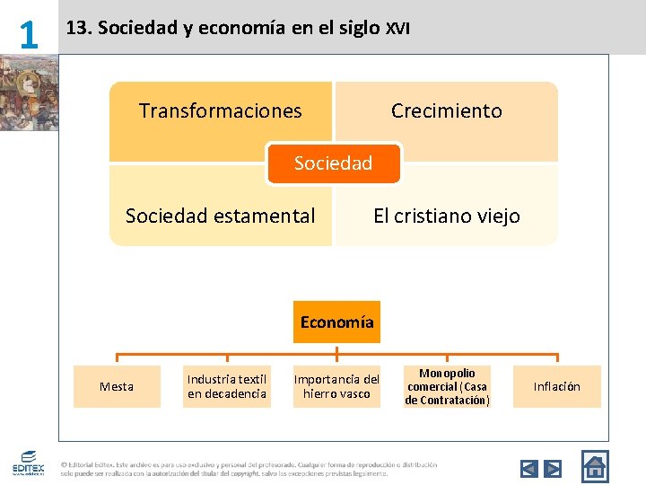 1 13. Sociedad y economía en el siglo XVI Crecimiento Transformaciones Sociedad estamental El