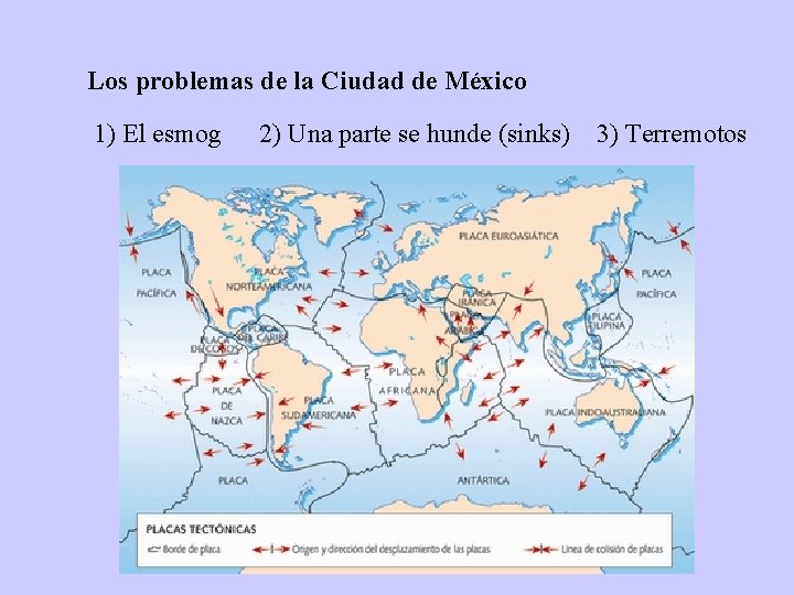 Los problemas de la Ciudad de México 1) El esmog 2) Una parte se