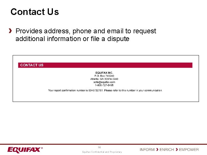 Contact Us Provides address, phone and email to request additional information or file a