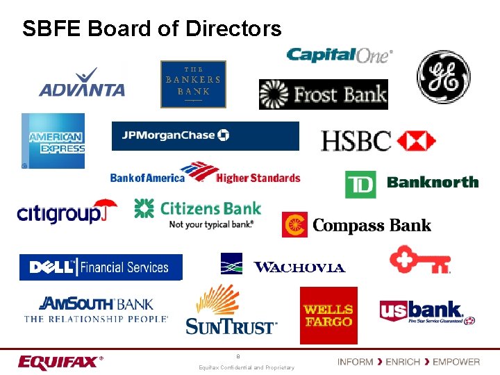 SBFE Board of Directors 8 Equifax Confidential and Proprietary 