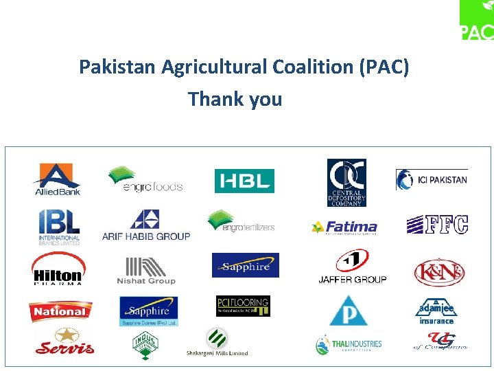 Pakistan Agricultural Coalition (PAC) Thank you 28 