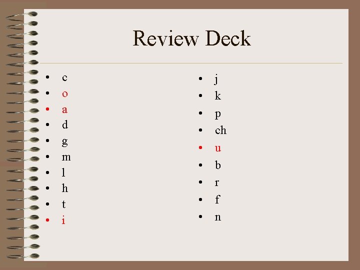 Review Deck • • • c o a d g m l h t