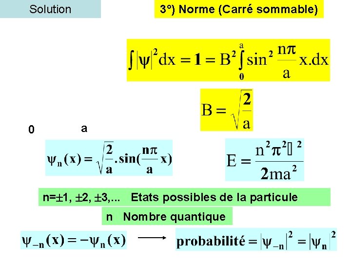 Solution 0 3°) Norme (Carré sommable) a n= 1, 2, 3, . . .