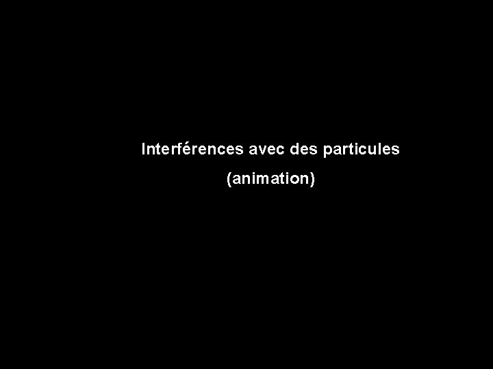 Interférences avec des particules (animation) 