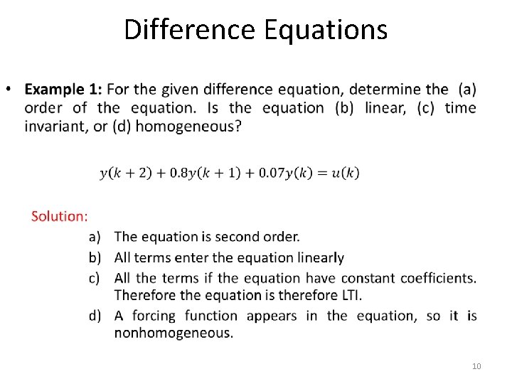 Difference Equations • 10 