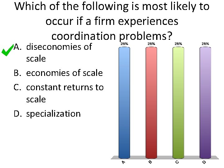 Which of the following is most likely to occur if a firm experiences coordination