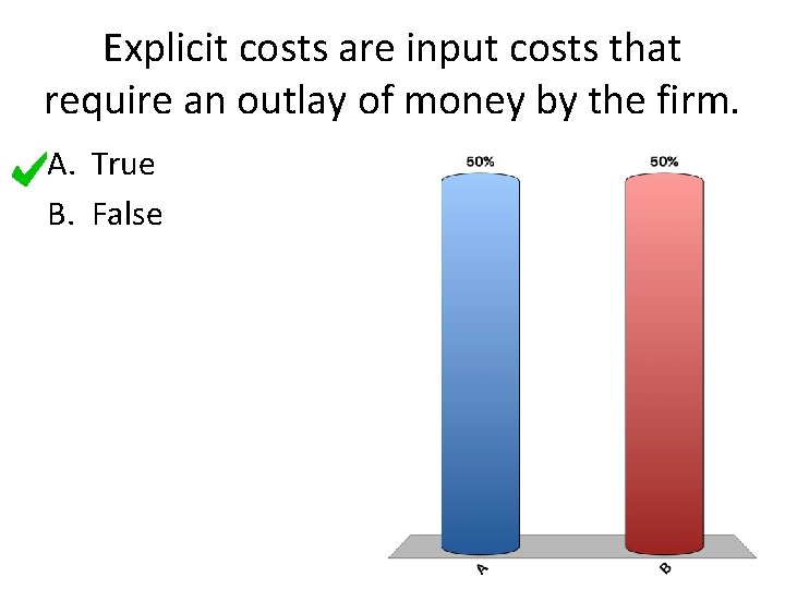 Explicit costs are input costs that require an outlay of money by the firm.