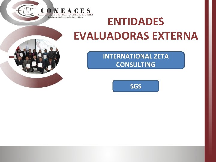 ENTIDADES EVALUADORAS EXTERNA INTERNATIONAL ZETA CONSULTING SGS 