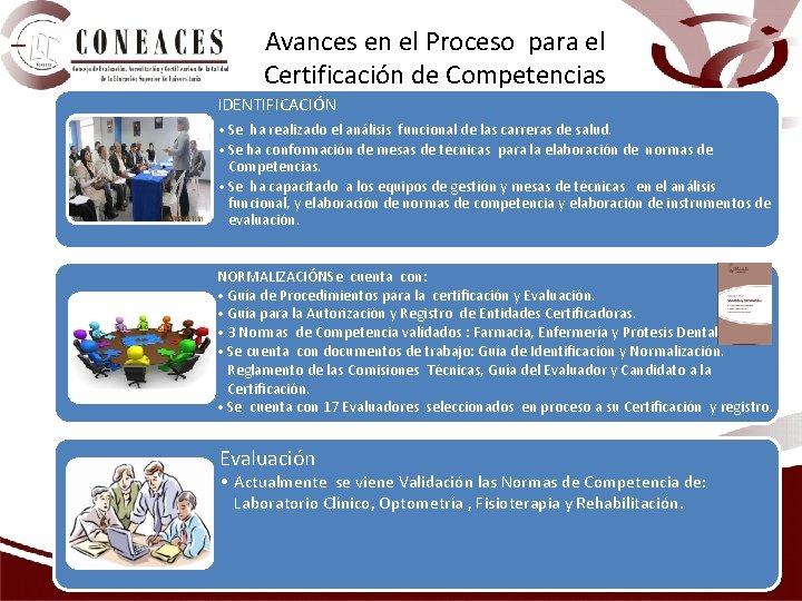 Avances en el Proceso para el Certificación de Competencias IDENTIFICACIÓN • Se ha realizado