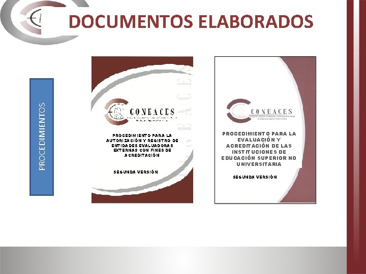 PROCEDIMIENTOS DOCUMENTOS ELABORADOS PROCEDIMIENTO PARA LA AUTORIZACIÓN Y REGISTRO DE ENTIDADES EVALUADORAS EXTERNAS CON