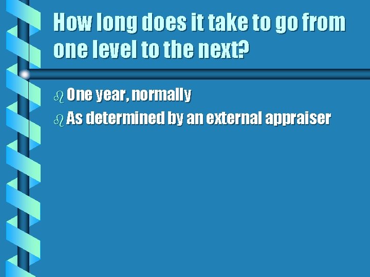 How long does it take to go from one level to the next? b