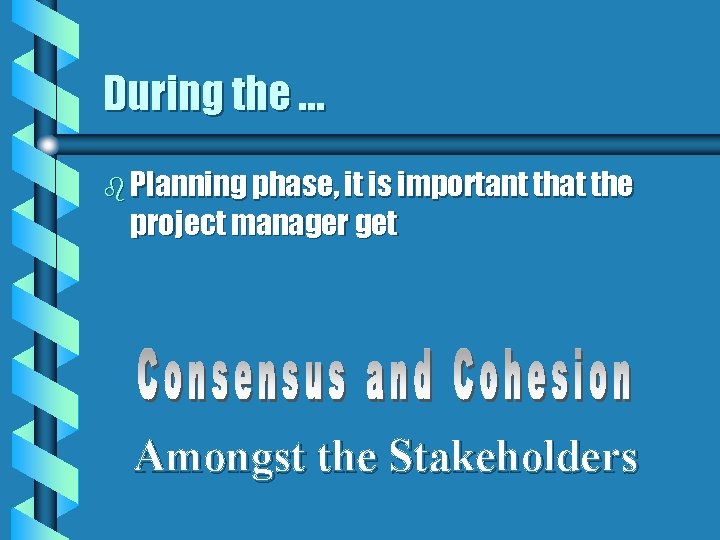 During the … b Planning phase, it is important that the project manager get