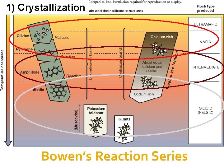 1) Crystallization Bowen’s Reaction Series 