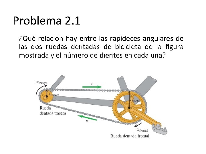 Problema 2. 1 ¿Qué relación hay entre las rapideces angulares de las dos ruedas