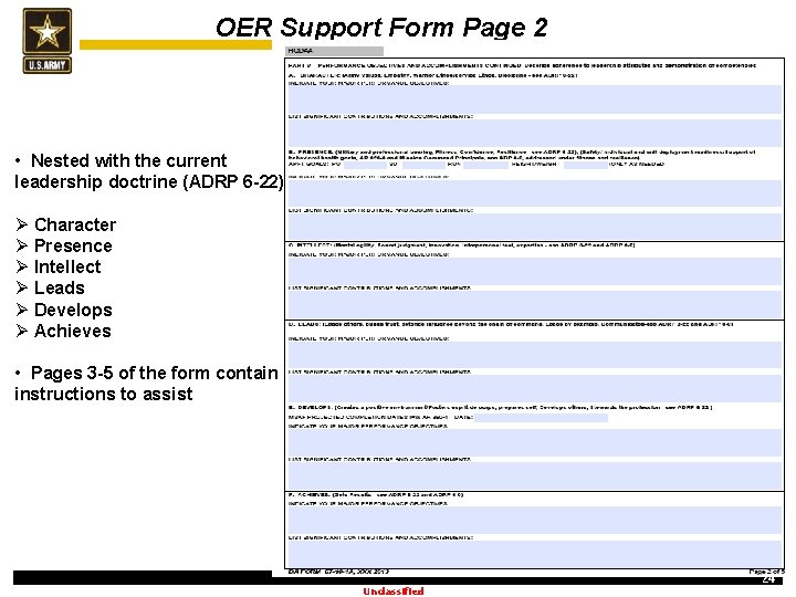 OER Support Form Page 2 • Nested with the current leadership doctrine (ADRP 6