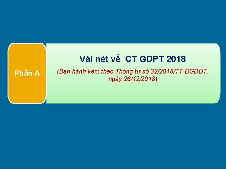 Vài nét về CT GDPT 2018 Phần A (Ban hành kèm theo Thông tư