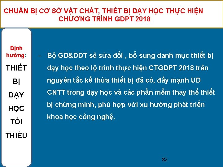 CHUẨN BỊ CƠ SỞ VẬT CHẤT, THIẾT BỊ DẠY HỌC THỰC HIỆN CHƯƠNG TRÌNH