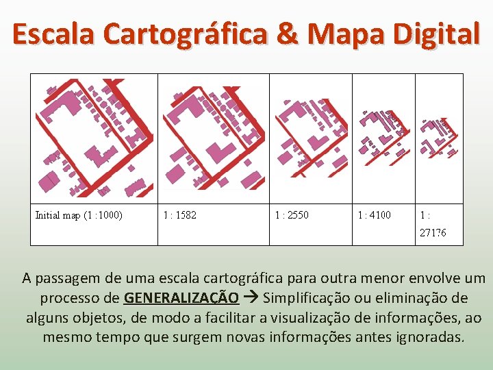 Escala Cartográfica & Mapa Digital A passagem de uma escala cartográfica para outra menor