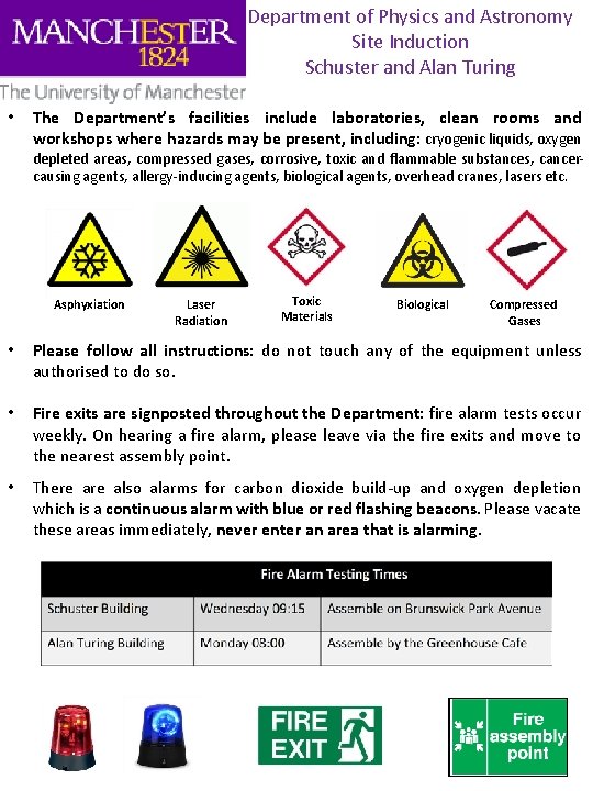 Department of Physics and Astronomy Site Induction Schuster and Alan Turing • The Department’s