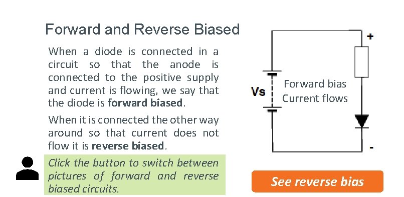 Forward and Reverse Biased When a diode is connected in a circuit so that Forward and Reverse Biased When a diode is connected in a circuit so that