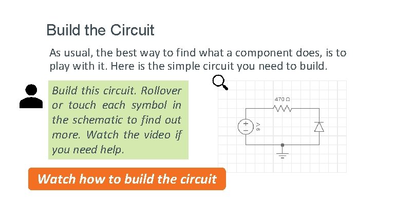 Build the Circuit As usual, the best way to find what a component does, Build the Circuit As usual, the best way to find what a component does,