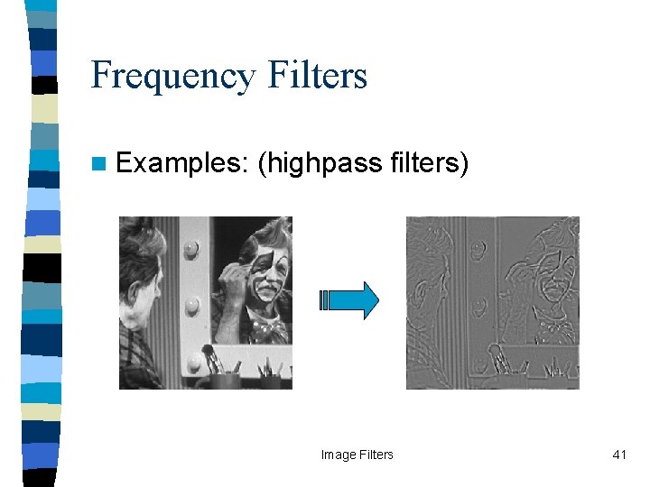 Frequency Filters n Examples: (highpass filters) Image Filters 41 