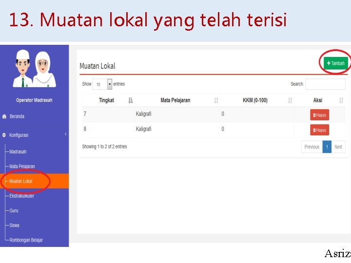 13. Muatan lokal yang telah terisi Asriza 