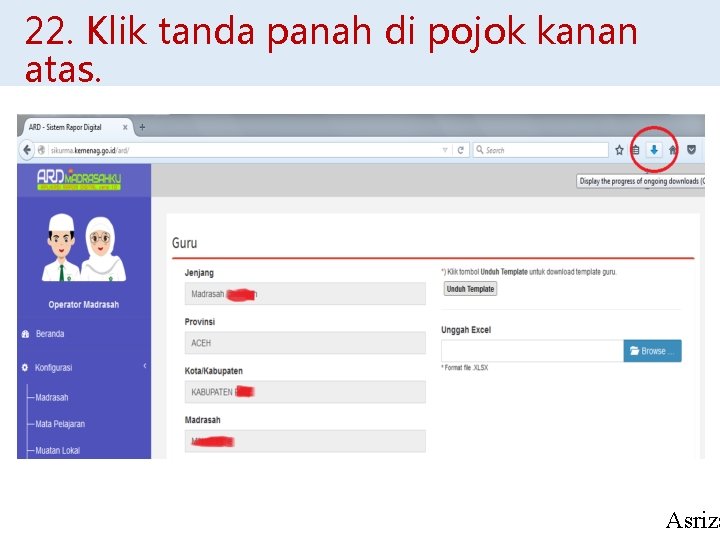 22. Klik tanda panah di pojok kanan atas. Asriza 