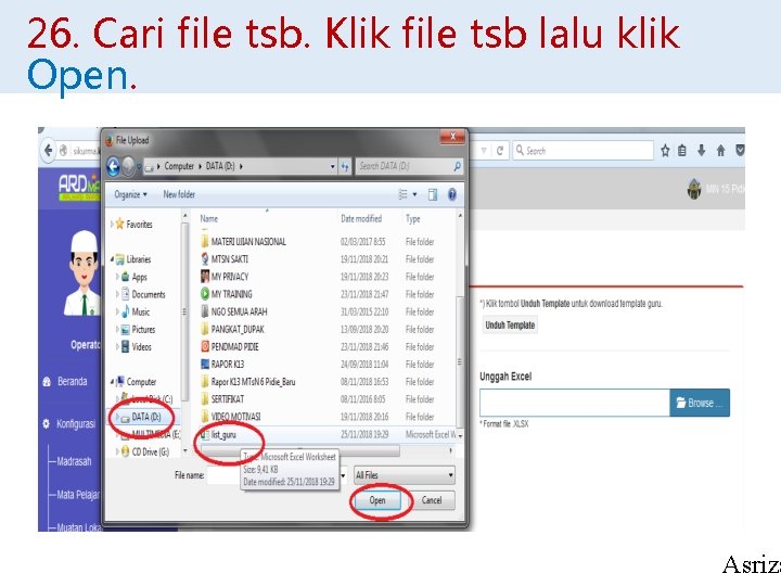 26. Cari file tsb. Klik file tsb lalu klik Open. Asriza 