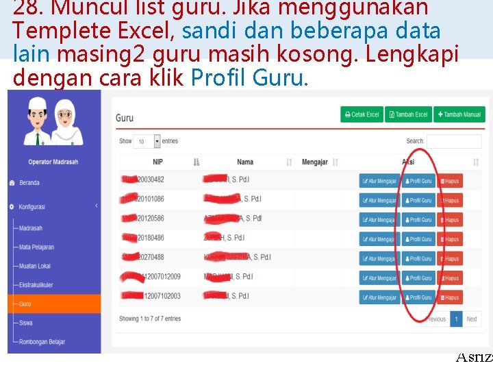 28. Muncul list guru. Jika menggunakan Templete Excel, sandi dan beberapa data lain masing